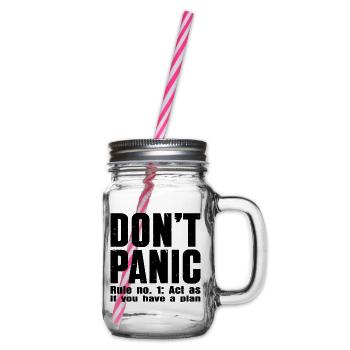DON'T PANIC – Rule #1 Shirt - Glass jar with handle and screw cap - clear - Right