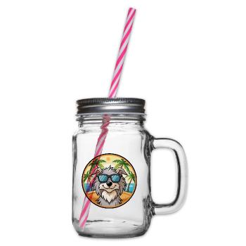 Pyrenäen-Schäferhund-Rasse Cartoon-Sonnenbrille Strand - Henkelglas mit Schraubdeckel - Klar - Rechts