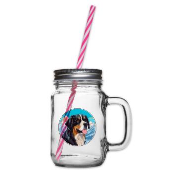 Berger De Beauce Hunderasse Cartoon Kawaii Watercol - Henkelglas mit Schraubdeckel - Klar - Rechts