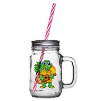 Funny Turtle Summer Beach Sunglasses Hawaiian - Glass jar with handle and screw cap - clear - Right