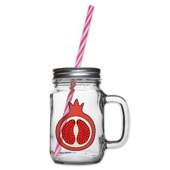 Pomegranate apple fruit red red fruits vegan - Glass jar with handle and screw cap - clear - Right