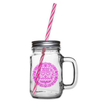 Techno Music Logo - Glass jar with handle and screw cap - clear - Right