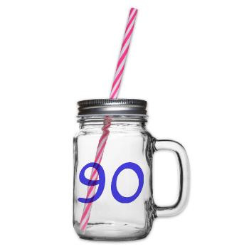 90. 90 JAHRE. 90-JÄHRIGES JUBILÄUM. 90-JÄHRIGES JUBILÄUM. - Henkelglas mit Schraubdeckel - Klar - Rechts