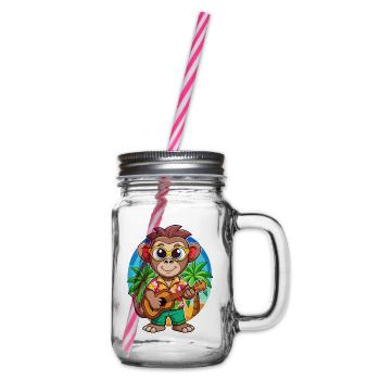 Funny Monkey Cartoon Summer Beach Sunglasses - Glass jar with handle and screw cap - clear - Right