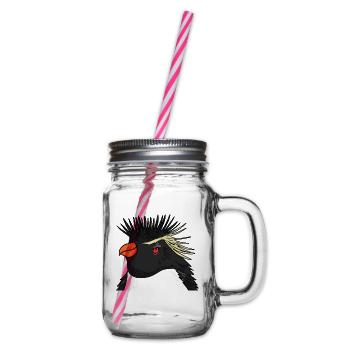 Pinguin mit Haare Felsenpinguin - Henkelglas mit Schraubdeckel - Klar - Rechts