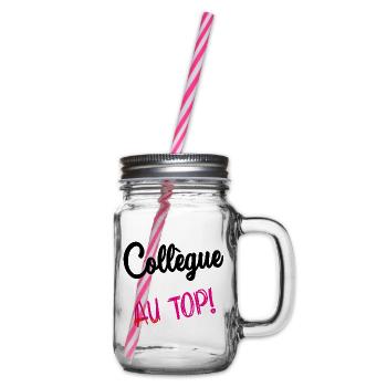 COLLEAGUE. HUMOR. RETIREMENT. RETIREMENT. RETIRED - Glass jar with handle and screw cap - clear - Right