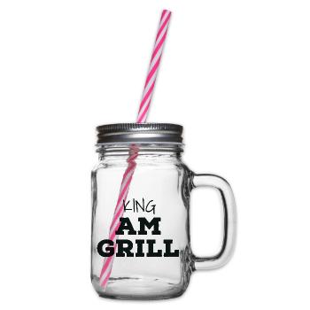 King at the grill - Glass jar with handle and screw cap - clear - Right