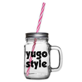 yugo style - united style of Balkan - Glass jar with handle and screw cap - clear - Right