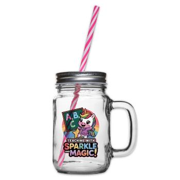 Teaching With Sparkle And Magic! - Glass jar with handle and screw cap - clear - Right