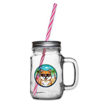 Shih Poo Hunderasse Cartoon Sonnenbrille Strand - Henkelglas mit Schraubdeckel - Klar - Rechts