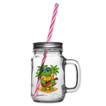 Funny Turtle Cartoon Summer Beach Sunglasses - Glass jar with handle and screw cap - clear - Right