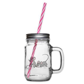 Mouse mouse children women birthday - Glass jar with handle and screw cap - clear - Right