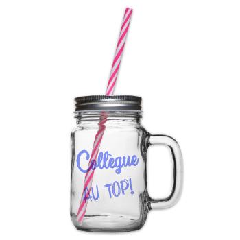 COLLEAGUE. START. RETIREMENT. EMPLOYMENT. HUMOR - Glass jar with handle and screw cap - clear - Right