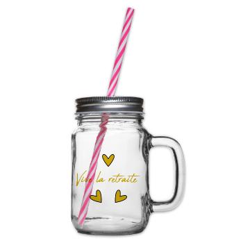 RETIREMENT. HAPPY RETIREMENT. HAPPY RETIREMENT - Glass jar with handle and screw cap - clear - Right
