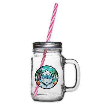 Yeti Lustige Cartoon Sommer Strand Sonnenbrille Aufkleber - Henkelglas mit Schraubdeckel - Klar - Rechts