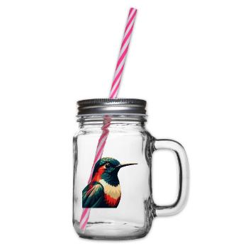 Kolibri Zeichentrickfigur Buntes Haustier Tier - Henkelglas mit Schraubdeckel - Klar - Rechts