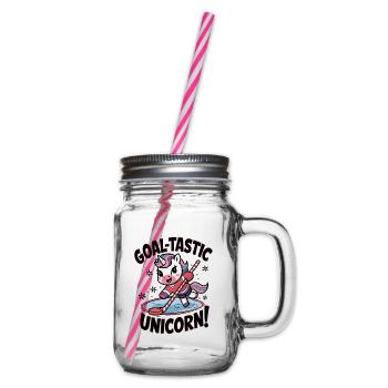 Goal-tastic Unicorn! - Glass jar with handle and screw cap - clear - Right