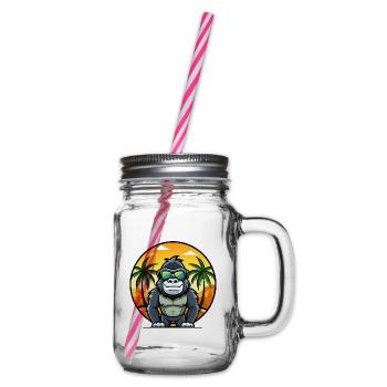 Gorilla Lustige Cartoon Sommer Strand Sonnenbrille Cool - Henkelglas mit Schraubdeckel - Klar - Rechts