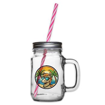 Pony Lustige Cartoon Sommer Strand Sonnenbrille Aufkleber - Henkelglas mit Schraubdeckel - Klar - Rechts
