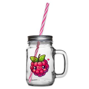Raspberry - Heart - Glass jar with handle and screw cap - clear - Right
