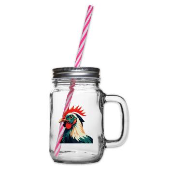 Huhn Cartoon Figur Buntes Haustier Tier - Henkelglas mit Schraubdeckel - Klar - Rechts