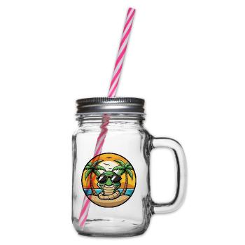 Schlange Lustige Cartoon Sommer Strand Sonnenbrille Cool - Henkelglas mit Schraubdeckel - Klar - Rechts
