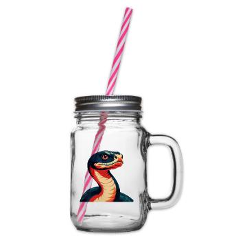 Anaconda Zeichentrickfigur Buntes Haustier Tier - Henkelglas mit Schraubdeckel - Klar - Rechts
