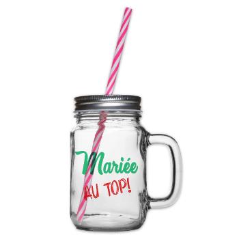 Junggesellinnenabschied. HOCHZEIT. MANNSCHAFT. TEAM BRAUT. ZUKÜNFTIGE BRAUT - Henkelglas mit Schraubdeckel - Klar - Rechts