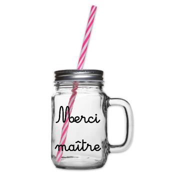 MASTER. THANK YOU. THANK YOU MASTER - Glass jar with handle and screw cap - clear - Right