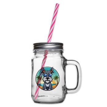 Standard Schnauzer Dog Breed Cartoon Sunglasses - Glass jar with handle and screw cap - clear - Right