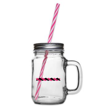 Ornament Linie Seil Rosa Schwarz - Henkelglas mit Schraubdeckel - Klar - Rechts