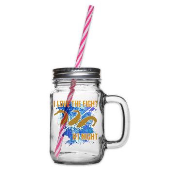 Catfish Catfish Silhouette Fishing Rod and Splashes of Color - Glass jar with handle and screw cap - clear - Right