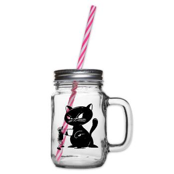 Katze - Henkelglas mit Schraubdeckel - Klar - Rechts