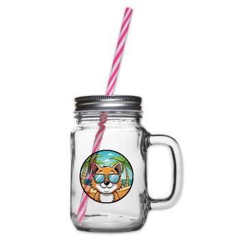 Bambino Katzenrasse Cartoon Sonnenbrille Strand - Henkelglas mit Schraubdeckel - Klar - Rechts