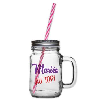Junggesellinnenabschied. HOCHZEIT. MANNSCHAFT. TEAM BRAUT. ZUKÜNFTIGE BRAUT - Henkelglas mit Schraubdeckel - Klar - Rechts