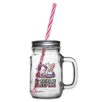 I'd Rather Be Sleeping - Glass jar with handle and screw cap - clear - Right
