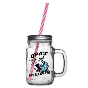 Opa's Angelexperte - Angeln mit Opa - Henkelglas mit Schraubdeckel - Klar - Rechts