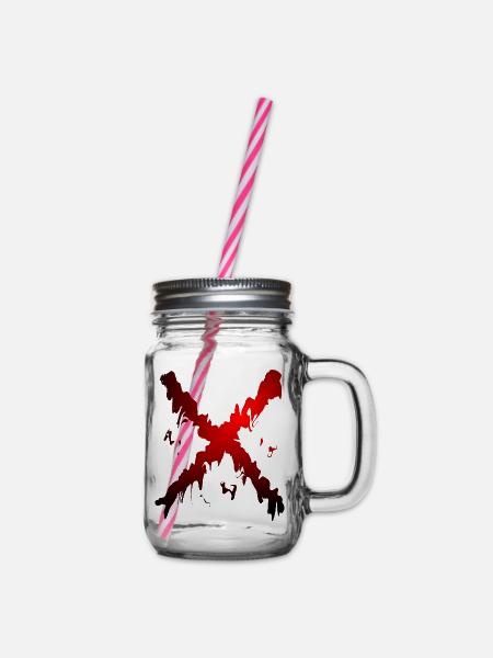 X Desing rouge noir - Bocal à boisson - transparent
