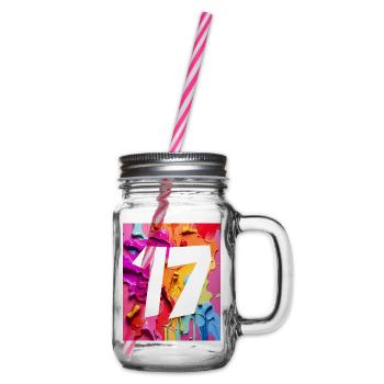 NR. 17 NUMMER 17 BUNT 17. GEBURTSTAG - Henkelglas mit Schraubdeckel - Klar - Rechts