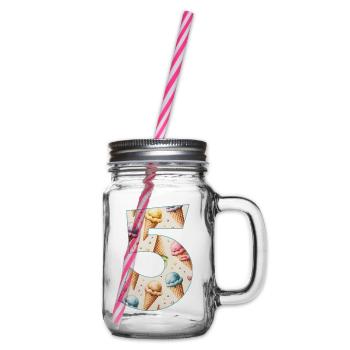 CREAM NUMBER 5 YEARS CREAM 5TH BIRTHDAY - Glass jar with handle and screw cap - clear - Right