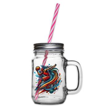 Basketball Logo - Glass jar with handle and screw cap - clear - Right
