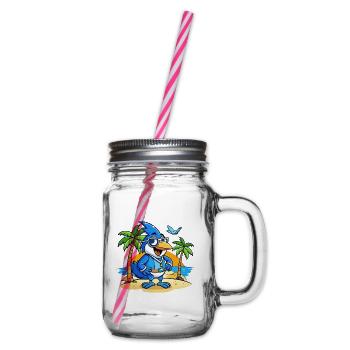Blue Jay Lustige Cartoon Sommer Strand Sonnenbrille - Henkelglas mit Schraubdeckel - Klar - Rechts