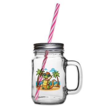 Anaconda Lustige Cartoon Sommer Strand Sonnenbrille - Henkelglas mit Schraubdeckel - Klar - Rechts