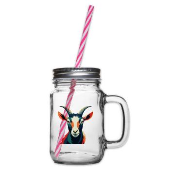 Ziege Cartoon Figur Buntes Haustier Tier - Henkelglas mit Schraubdeckel - Klar - Rechts
