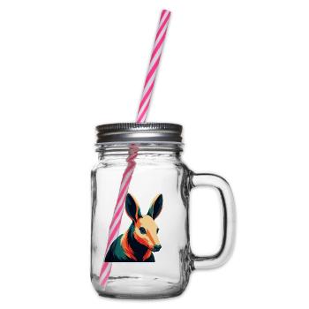 Aardvark Cartoon Character Colorful Pet Animal - Glass jar with handle and screw cap - clear - Right