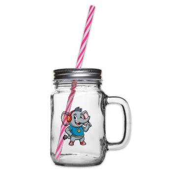 Éléphant Drôle Dessin Animé Personnage Casque Musique - Bocal à boisson - transparent - Droite
