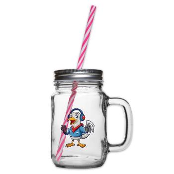 Albatross Funny Cartoon Character Musique de casque - Bocal à boisson - transparent - Droite