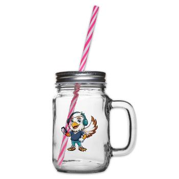 Eagle Funny Cartoon Character Musique de casque - Bocal à boisson - transparent - Droite