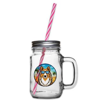 Rough Collie Chien Race Dessin Animé Lunettes De Soleil Plage - Bocal à boisson - transparent - Droite