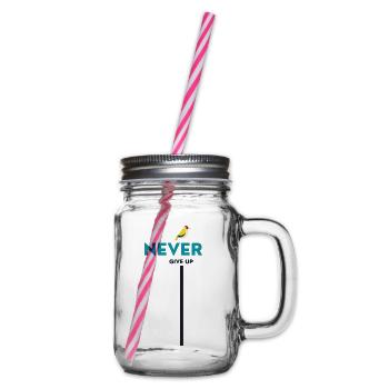 never give up bird - Henkelglas mit Schraubdeckel - Klar - Rechts